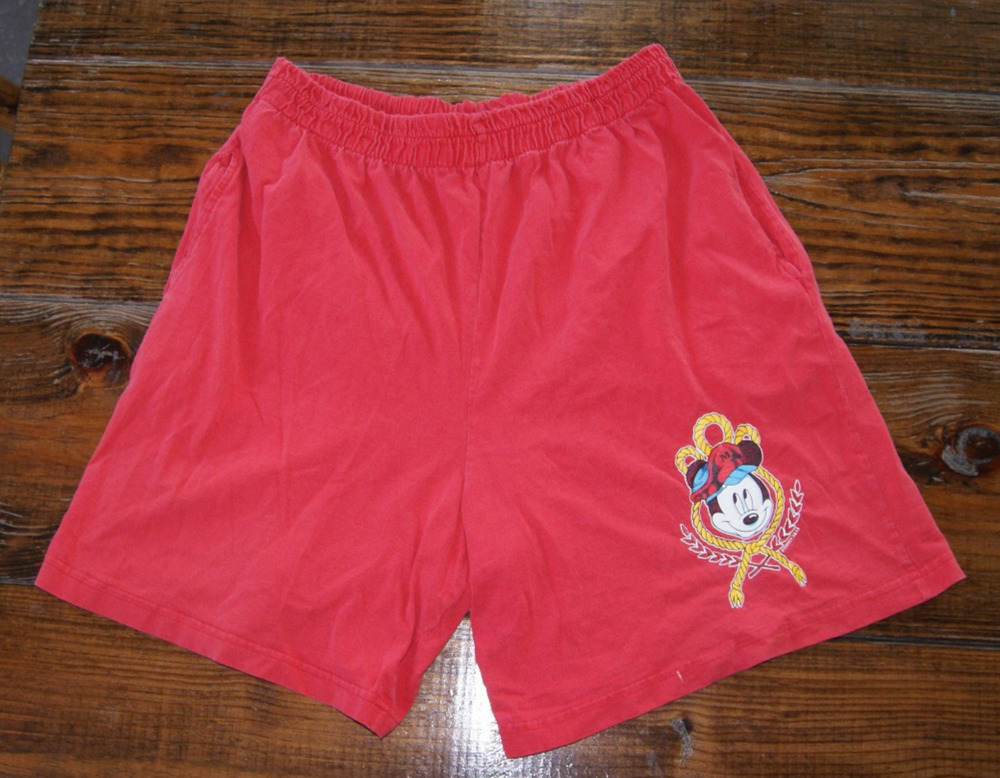 VTG 90s Disney Mickey Mouse Unlimited Jerry Leigh Shorts Red Large Boating
